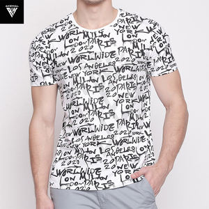 Nouveau Design imprimé T-shirts décontractés à manches courtes pour hommes 100% coton Design à motif solide avec tissu tricoté technique lavé - Product Image 2
