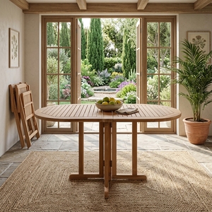 Outdoor <b>Folding</b> Teak Wood <b>Dining</b> Set <b>Folding</b> Oval <b>Table</b> <b>Chairs</b> Solid Wooden Bistro Set Patio Garden Furniture Setup Art Decor - Product Image 4