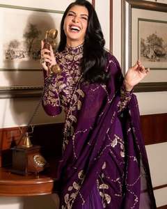 Ropa de boda y fiesta de alta calidad, bordada de estilo de bollwood, Georgette, con volantes, lista para usar, Saree, novedad - Product Image 2