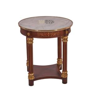 Table d'appoint ronde de luxe avec plateau en marbre blanc et pieds cannelés en feuille d'or ornée pour la décoration classique du salon - Product Image 2