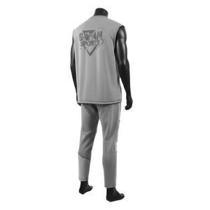 เสื้อยืดแขนกุดออกกำลังกายผู้ชายและกางเกงจ็อกเกอร์ ผ้าคอตตอนผสมโพลีเอสเตอร์ ตะเข็บแบบอินเตอร์ล็อค พิมพ์ลายโลโก้ตามสั่ง ชุด 2 ชิ้น สำหรับผู้ชาย - Product Image 5