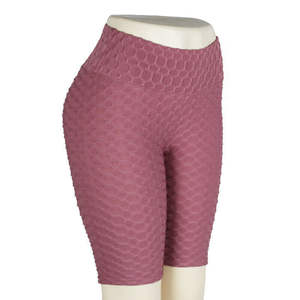 Pantalones cortos informales de cintura alta OEM ODM para mujer, pantalones cortos de motorista de Yoga de secado rápido, botón que absorbe la humedad, patrón transpirable, decoración de lazo - Product Image 3