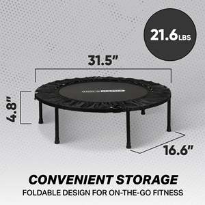 HolaHatha 40 Mini <b>Trampoline</b> Fitness Rebounder Indoor PVC and Foam with Adjustable Handle for Kids Black - Product Image 3