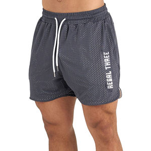 Short de fitness d'été en maille à motif solide pour hommes avec poche et vêtements de plage personnalisables Short de course teint en plaine - Product Image 1