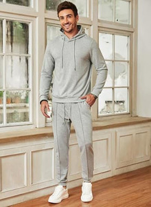 Winter 2Pcs Men's Printed Fleece Tracksuit 100% Cotton Breathable Thick <b>Fur</b> Pullover Cardigan Jacket Sweat Pants Blank <b>Hoodie</b> - Product Image 3