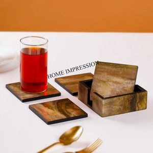 Decoración de mesa de diseño moderno. Juego de posavasos para tazas de té de 4 posavasos de decoración para eventos de boda y artículos de fiesta de forma cuadrada - Product Image 5