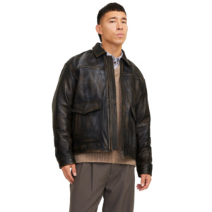 OEM más vendidos personalizados de los hombres negro B3 chaqueta de cuero genuino de alta calidad bajo MOQ invierno calentado impermeable - Product Image 1