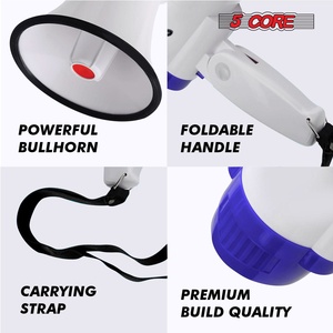 Mégaphone 5 cœurs 30W, haut-parleur PA type corne de bœuf avec portée de 800 yards, amplificateur vocal USB puissant, portable - Product Image 5
