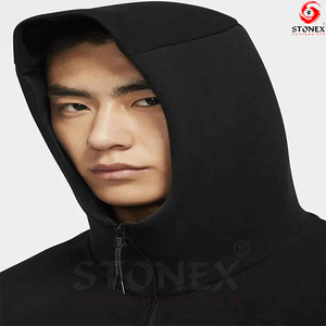 Sweat à capuche zippé pour homme de haute qualité, logo brodé personnalisé, veste à capuche confortable pour le sport et les loisirs, services OEM - Product Image 5