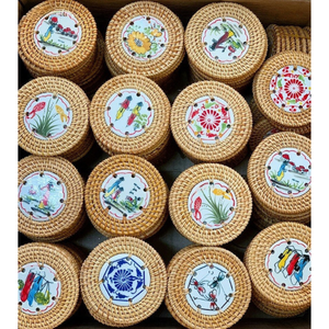 Venta al por mayor posavasos de ratán mantel de bambú de ratán posavasos natural ecológico posavasos de mimbre de Vietnam - Product Image 5