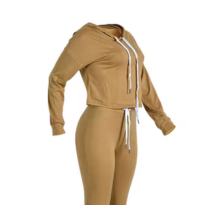 Conjunto de dos piezas de invierno para mujer, chándal con jersey con capucha, ropa deportiva cálida de manga larga en oferta - Product Image 3