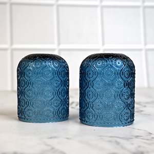 Elegante Juego de 2 Vasos Reutilizables de Madera de Palisandro Azul Vintage con Diseño Floral para Fiestas - Product Image 5