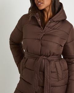 Hot Sale Unique Design Women's Long Hooded Puffer Jacket for Winter Warm Puffy Made Cotton Filling women's puffer coat - Product Image 3