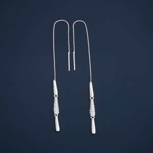 92.5 <b>Silver</b> <b>Drop</b> <b>Earrings</b> with Diamond and Zircon Trendy Pendant Design for Party & Gift 183087 - Product Image 2