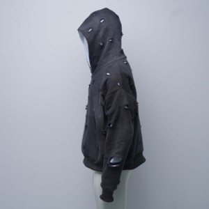 Sweat à capuche en coton 100% respirant, écologique, coupe classique vintage, imprimé délavé à l'acide, design streetwear, thermique - Product Image 4