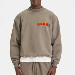 Venta al por mayor 100% algodón Streetwear ácido lavado sudaderas de gran tamaño suelto hombres sudadera en blanco personalizado impreso hombres sudadera - Product Image 6