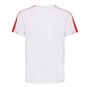 Camiseta Blanca de Manga Corta para Hombre con Ribete en Contraste Rojo, Cuello Redondo, Corte Regular, Informal, de Algodón Tejido - Product Image 3