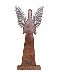 High Selling Aluminum Baby <b>Angel</b> & 4 T-<b>light</b> Silver Finished on Wooden Base Table Desk Decorative Product for Sale - Product Image 5