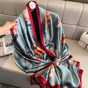 Bufanda de seda 100% personalizada de alta calidad para mujer, transpirable, ligera, elegante, estampado, moda novedosa, uso diario, bufanda para mujer - Product Image 2