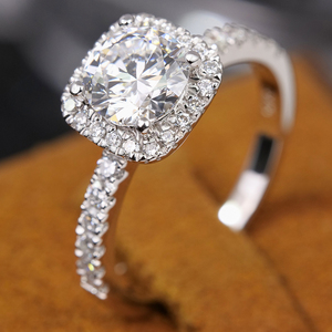 Bague de fiançailles et de mariage en argent sterling 925 plaqué or 18 carats avec diamant de laboratoire cultivé, bijoux fins pour femmes, prix de gros en vrac - Product Image 1