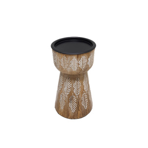 Modern Decorative Metal/<b>Wood</b> <b>Candle</b> <b>Pillar</b> <b>Holder</b> Brown Finished For Home Wedding Christmas Tabletop Lighting Decor Handmade - Product Image 3