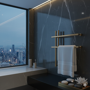 Chauffe-serviettes électrique mural de luxe en acier inoxydable doré à séchage rapide étanche moderne - Product Image 2