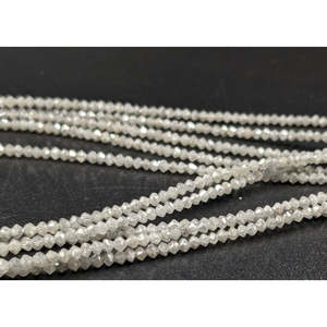 Perle de diamant blanc naturel de haute qualité 1,8-2,2 mm, facettée en forme de rondelle, bijoux personnalisés avec un dessus en perle de diamant blanc - Product Image 1