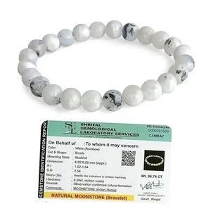 Wholesale Natural Rainbow Moonstone Beaded Polished Bracelet Handmade Stretch Crystal <b>Healing</b> Jewelry Love For Women And Men - Product Image 6