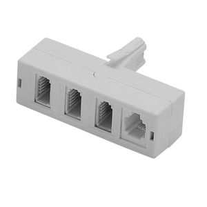 Adaptateur UK BT 3 voies avec une prise RJ11, plastique ABS blanc, modèle UK04A, accessoire électronique - Product Image 1