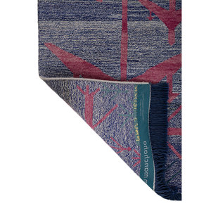 Tapis géométrique bleu Freedom Manchaha noué à la main en laine et soie de bambou pour salon ou couloir d'adolescents, forme rectangulaire - Les-1493 - Product Image 5