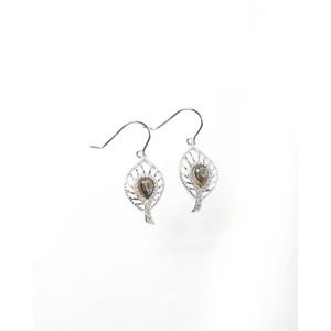 Fashion Drop Earrings with Tree Leaves and Abalone Design - Product Image 1