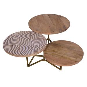 Juego de mesa de centro de madera anidada de 3 piezas contemporánea, mesas laterales redondas para sala de estar o Hotel, diseño moderno - Product Image 1