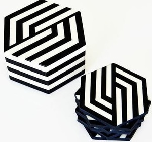 Posavasos de mesa con incrustaciones de hueso de diseñador de alta demanda hechos a mano con almohadillas de bebida de Base de madera con motivos étnicos Juego de 6 nogal - Product Image 2