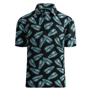 Venta al por mayor RTS High Stretch Button Polo de secado rápido Hawaiano Allover Impresión Sublimación Golf Polos - Product Image 2