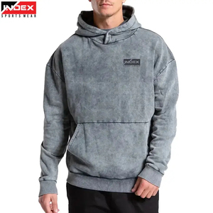 INDEX <b>Men's</b> Hooded Sweatshirt Solid Gray 100% Cotton French Terry Casual Autumn Wear Breathable Regular Fit - Product Image 1