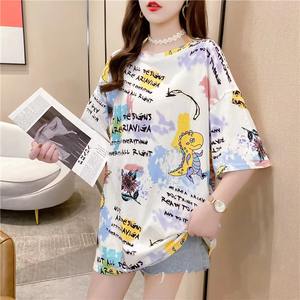 Nouvelle mode d'usine du fabricant T-shirt d'été pour femmes imprimé sur mesure 100% coton coupe ample - Product Image 5