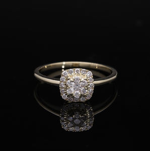 14K Yellow <b>Cushion</b> Cluster Diamond Ring with Natural Diamonds Prong Setting Everyday Elegance Timeless Beauty - Product Image 1