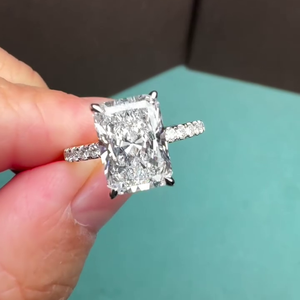 Bague de fiançailles en diamant de laboratoire certifié IGI Radiant 2,70 carats D-E-F VVS-VS, pavé – Accessoire de mariage de haute qualité - Product Image 3