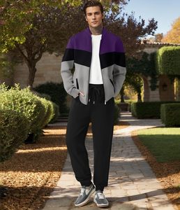 Vêtements de sport survêtements d'entraînement en polaire pour hommes, ensemble deux pièces, survêtement de jogging et veste pour hommes - Product Image 3