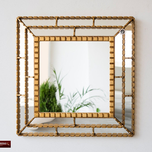 Gold Decorative Accent <b>Mirror</b> <b>Wall</b> Framed Home Decorative <b>Wall</b> Hanging Gold <b>Mirror</b> <b>Rectangle</b> Shaped Design Antique Golden Color - Product Image 4
