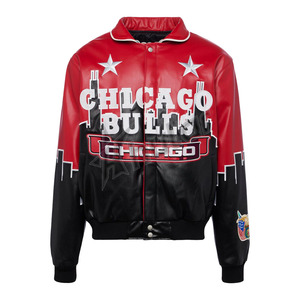 Men's Vintage Chicago Bulls Style Varsity Jacket - Wool & Leather Baseball Bomber