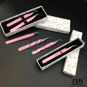 RMI nouveauté arc-en-ciel pointe cils Extension pince à épiler ensemble haute qualité cils pince à épiler avec cils impression carte boîte emballage - Product Image 4