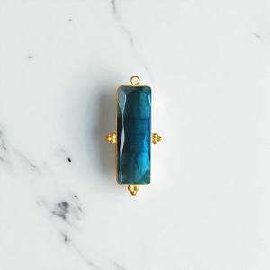 Colgante de piedra de cuarzo verde azulado con forma de rectángulo de plata sólida para hacer joyería DIY - Product Image 1