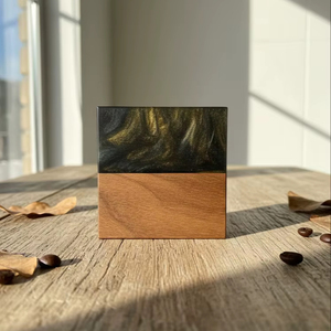 Sous-verres carrés en noyer époxy artistique de luxe tendance, écologiques, 8 mm d'épaisseur, pour une table basse moderne, prix attractif - Product Image 1