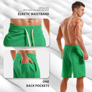 Shorts de sport décontractés pour hommes en molleton 100% coton, mi-élastiques, respirants, écologiques, légers, durables, confortables pour l'entraînement - Product Image 4