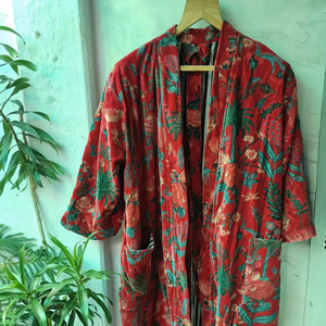 เสื้อคลุมกิโมโนกำมะหยี่ทำด้วยมือเสื้อแจ็กเก็ตกันฝุ่นโบโฮพิมพ์ลายดอกไม้ใส่ได้ทุกเพศชุดคลุมของขวัญสำหรับชุดแต่งตัวงานปาร์ตี้ของเธอเสื้อโค้ท - Product Image 1