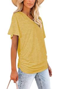 Camiseta de moda con cuello en V para mujer hecha con el mejor material Camiseta de mujer para venta en línea Camiseta de mujer - Product Image 6