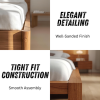 Cadre de lit moderne en bois massif avec lattes réglables, plateforme en contreplaqué, minimaliste, durable, facile à assembler, en bois de manguier, personnalisable