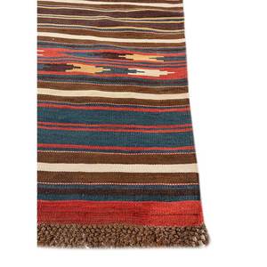 พรมขนสัตว์ทำมือลายทางสีเบจและสีน้ำตาล รุ่น Nayaab Classic รูปทรงสี่เหลี่ยมผืนผ้า สำหรับตกแต่งบ้าน ห้องนั่งเล่น หรือห้องนอน-Paem-789 - Product Image 4