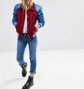 Chaqueta universitaria de béisbol de manga larga para mujer, chaqueta universitaria de moda con cuello vuelto y logotipo bordado personalizado - Product Image 5